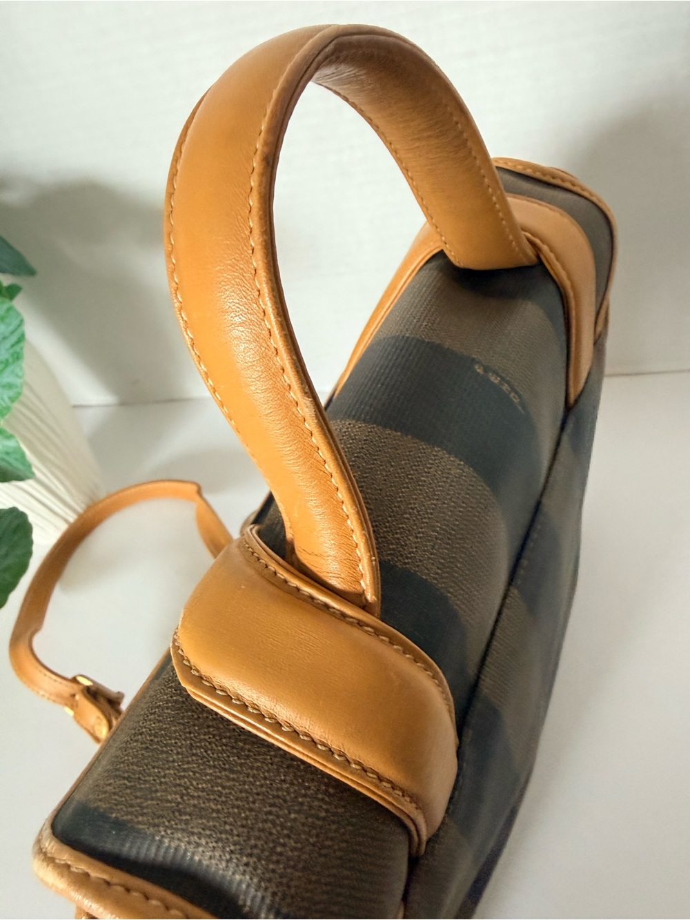 Fendi Pequin Black & Tan Striped Handbag/Crossbody Bag with Leather Trim. - Picture 17 of 17